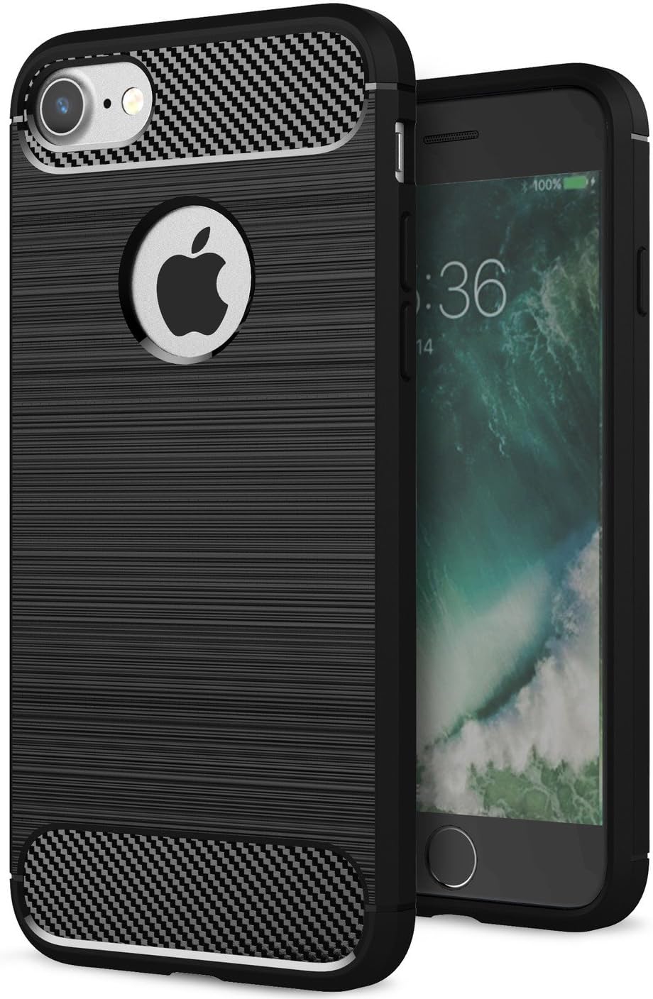 West Basics iPhone 7 / iPhone 8 Case Flexible TPU Carbon Fiber Drawing Pattern - Premium Hybrid Protective Clear Case for Apple iPhone 7 / iPhone 8 Black