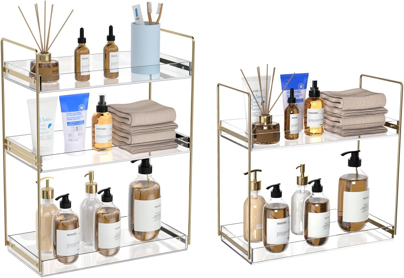 Amazon.com: Bathroom Countertop Organizer, 2&3 Tier Acrylic Tray Vanity ...