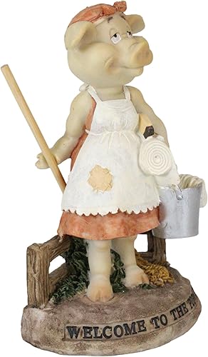 Miniatura 9 de Ebros Gift 'Welcome to The Pigsty' - Figura coleccionable de cerdo de Cenicienta con un cubo y trapeador de 6.25 pulgadas de alto de granja,