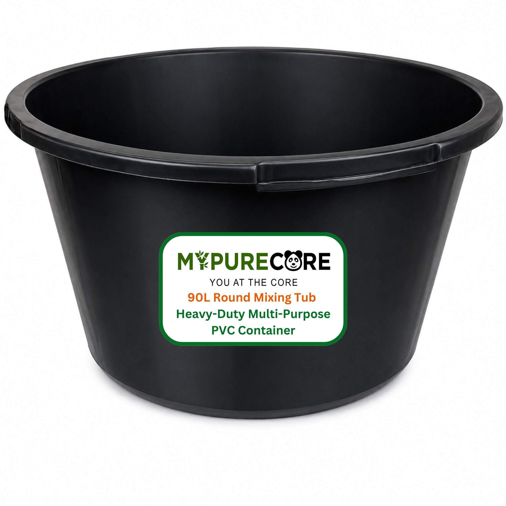 MYPURECORE Round Mixing Tub – Heavy Duty Plastic Utility Tub for Mortar, Plaster, Cement, Fillers, Gardening, Storage & DIY – Multi-Purpose PVC Container (45L / 65L / 90L) (90L)