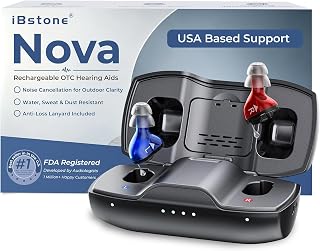 Nova Hearing Aids for Seniors Adults: Superior Sound Quality - Smart Noise Cancelling - No Feedback - 1.5Hrs Charging for 100Hrs Working - Come with Anti-Lost Lanyard - Over-the-Counter