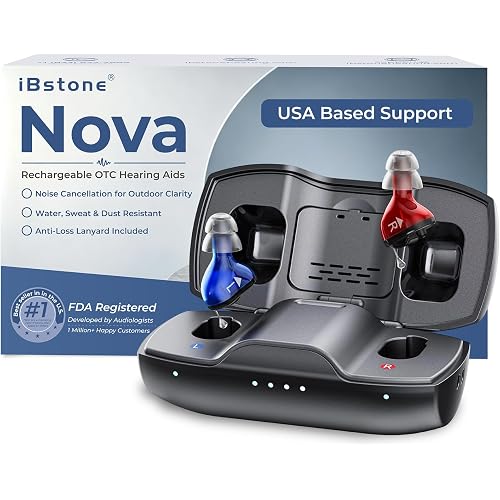 Nova Hearing Aids for Seniors Adults: Superior Sound Quality - Smart Noise Cancelling - No Feedback - 1.5Hrs Charging for 100Hrs Working - Come with Anti-Lost Lanyard - Over-the-Counter