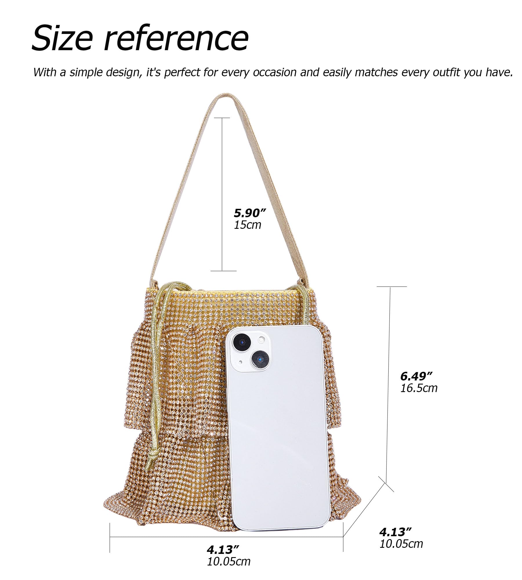 Sweetovo Sparkling Rhinestone Chain Handbag Women Elegant Evening Clutch Bag Bling Crystal Crossbody Purse for Wedding Party