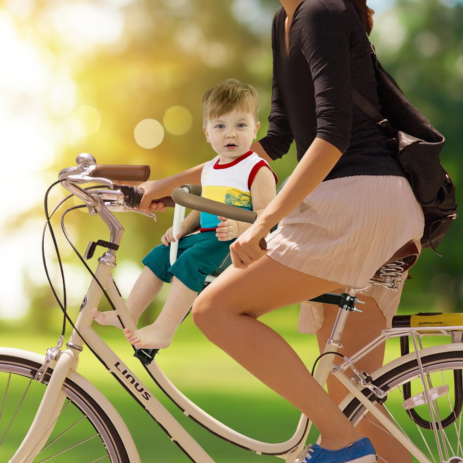 WEEROCK Kids Bike Seat, Front Mounted Baby Bike Seats with Backrest, Safety Belt, Semi-wrap Handlebar, 1-3 Years Toddler Seat for Adult Bicycles, MTB, Folding Bike