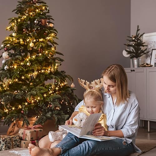 Miniatura 9 de PETELLA 2 juegos de luces LED de 17 pies luces decorativas para árbol de Navidad tres modos intermitentes luces de color blanco cálido cadena de