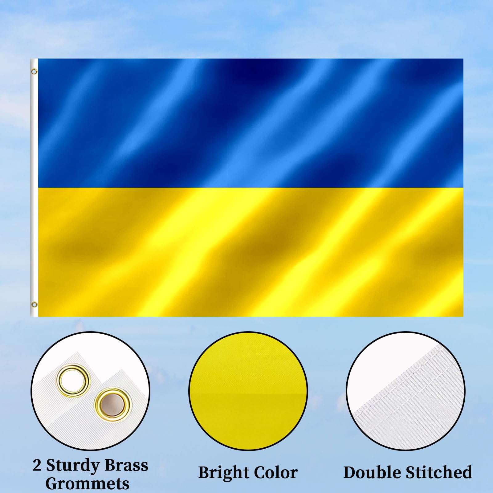 Ukrainian Flag 3x5 FT Ukraine Flag With Brass Grommets Fade Proof For Outdoor Decor(Ukraine) - Image 4