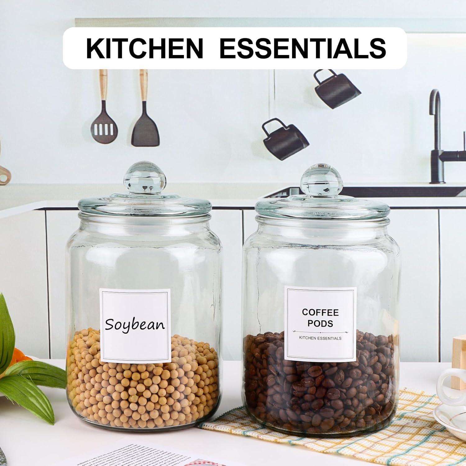 2 Pack Half Gallon Glass Jars with Lids, Large Glass Cookie Jars, 1/2 Gallon Apothecary Canisters for Kitchen, Pantry, Laundry Room - Image 5