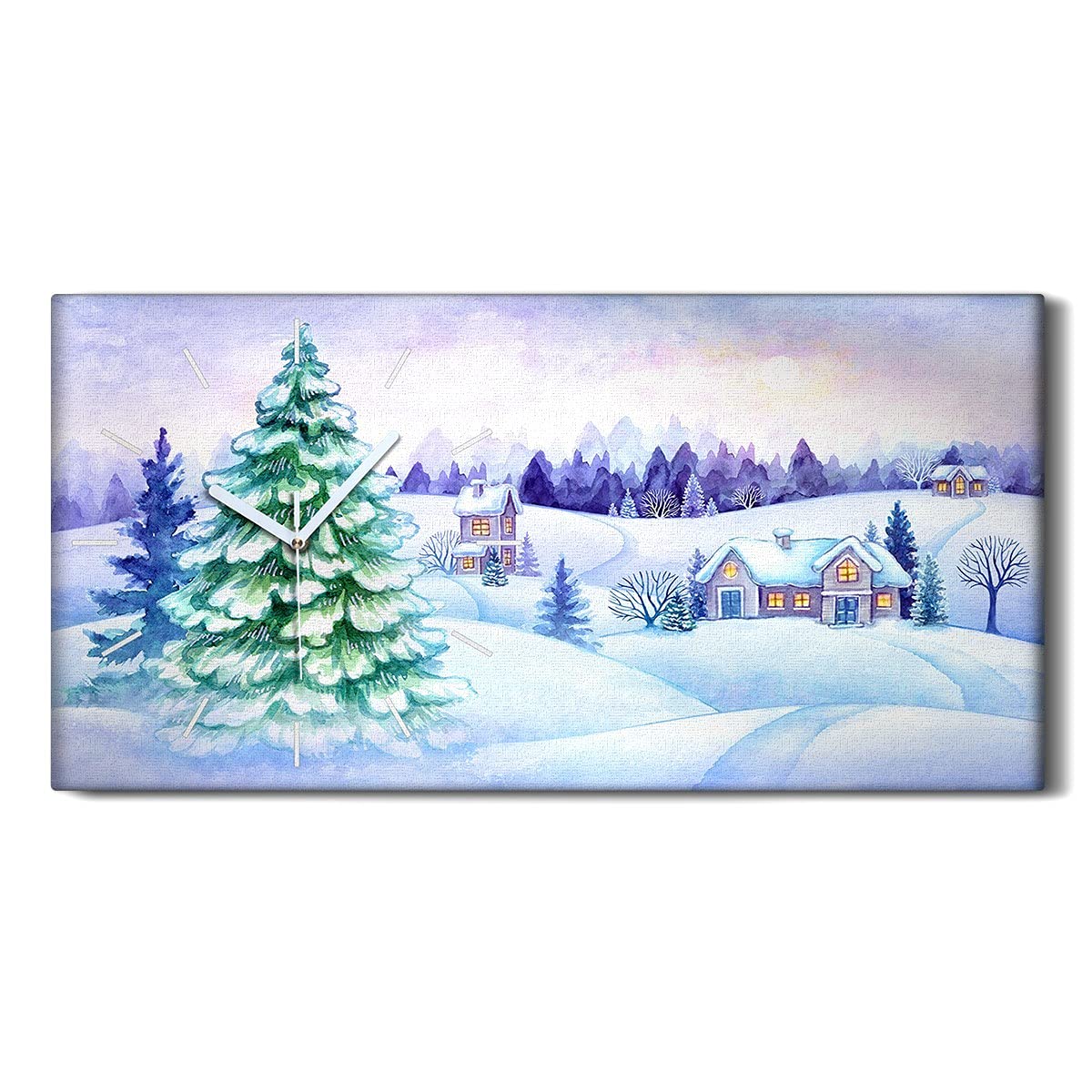 Horloge sur Toile Art Moderne Mains Blanches Tableau Paysage 60x30