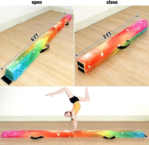 Miniatura 151 de MARFULA Viga de gimnasia plegable de 6 pies, 8 pies y 9 pies, haz de equilibrio de espuma – Extra firme – Cubierta de gamuza – Parte inferior verde