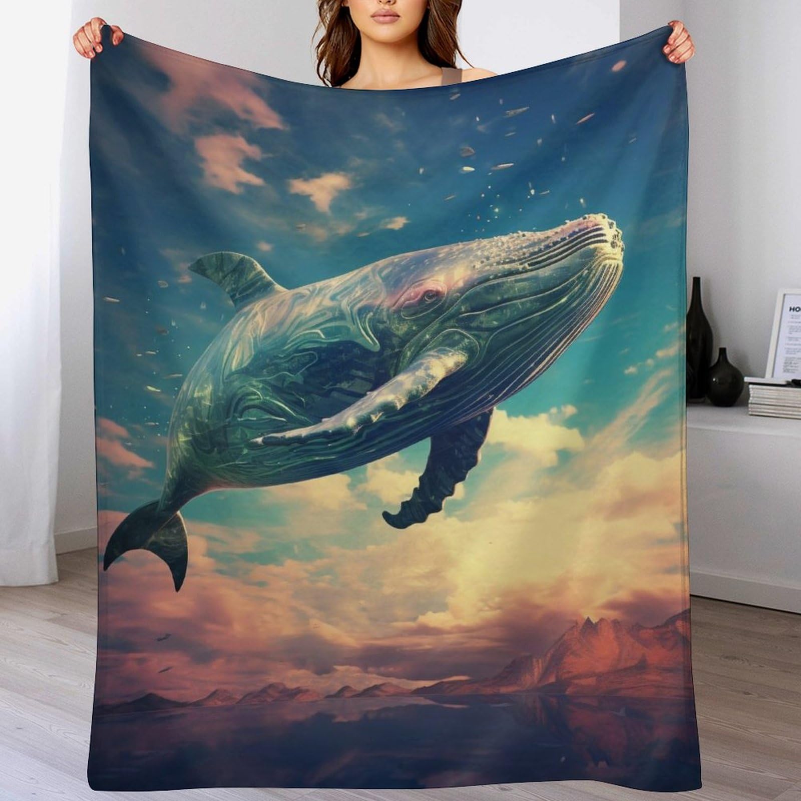 Couverture baleines douillette pour des nuits calmes, linge de lit enfant adulte