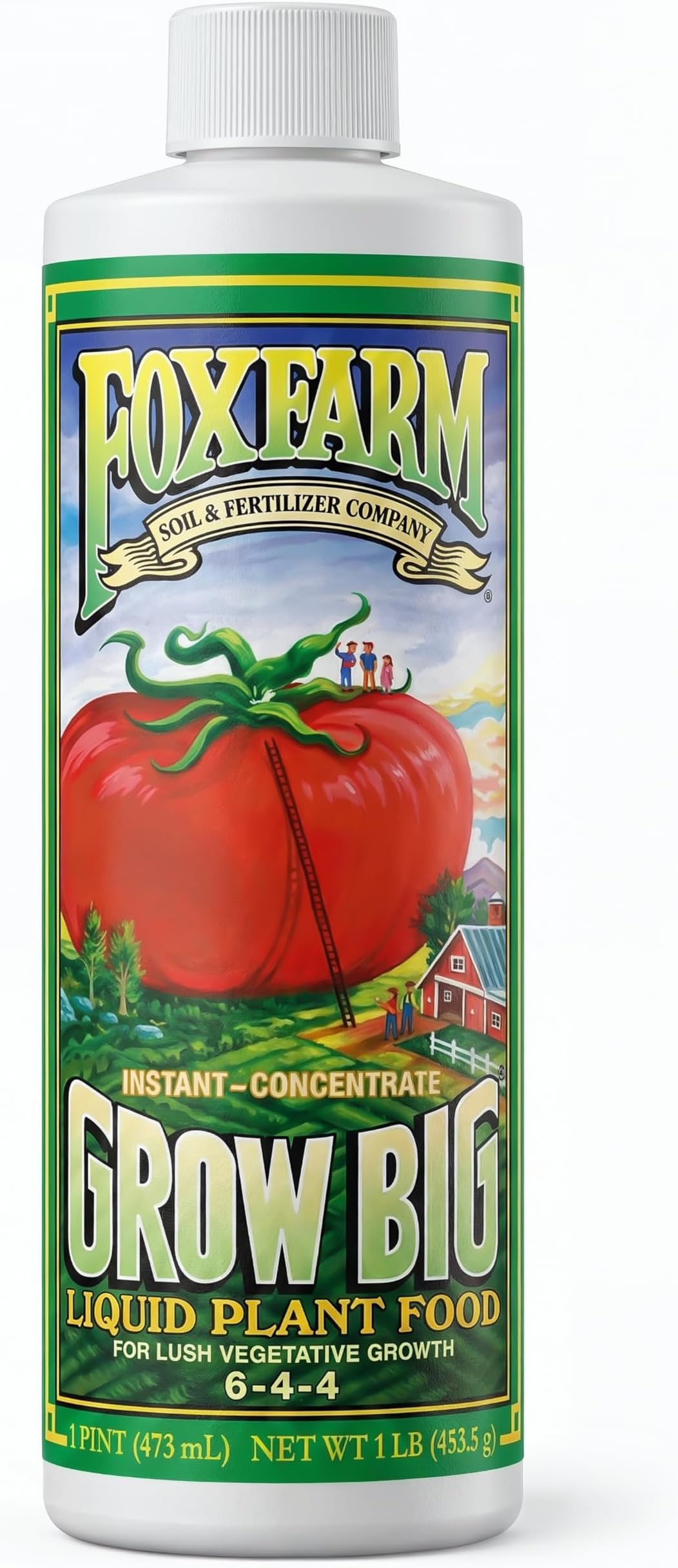 Grow Big Liquid Plant Food - 6-4-4 House Plant Fertilizer for Lush Vegetative Growth, Fast Nutrient Uptake for Roses, Tomatoes & Veggies - Pint Size Concentrate