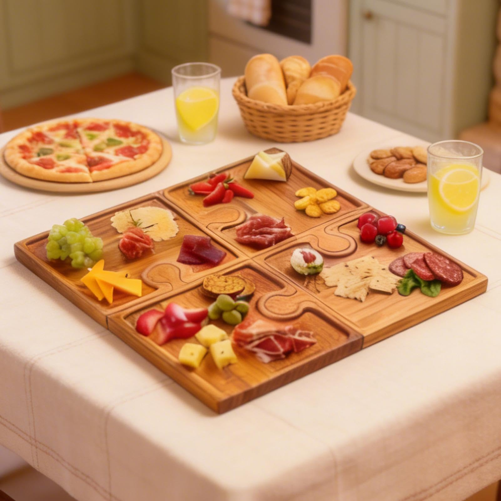 Genérico Tabla de embutidos Bandeja de madera Porta alimentos | Tabla De Cortar De , Bandeja De Charcutería Para Queso, Embutidos, Carne, Frutas, Nueces, Reunión Familiar, Fiest