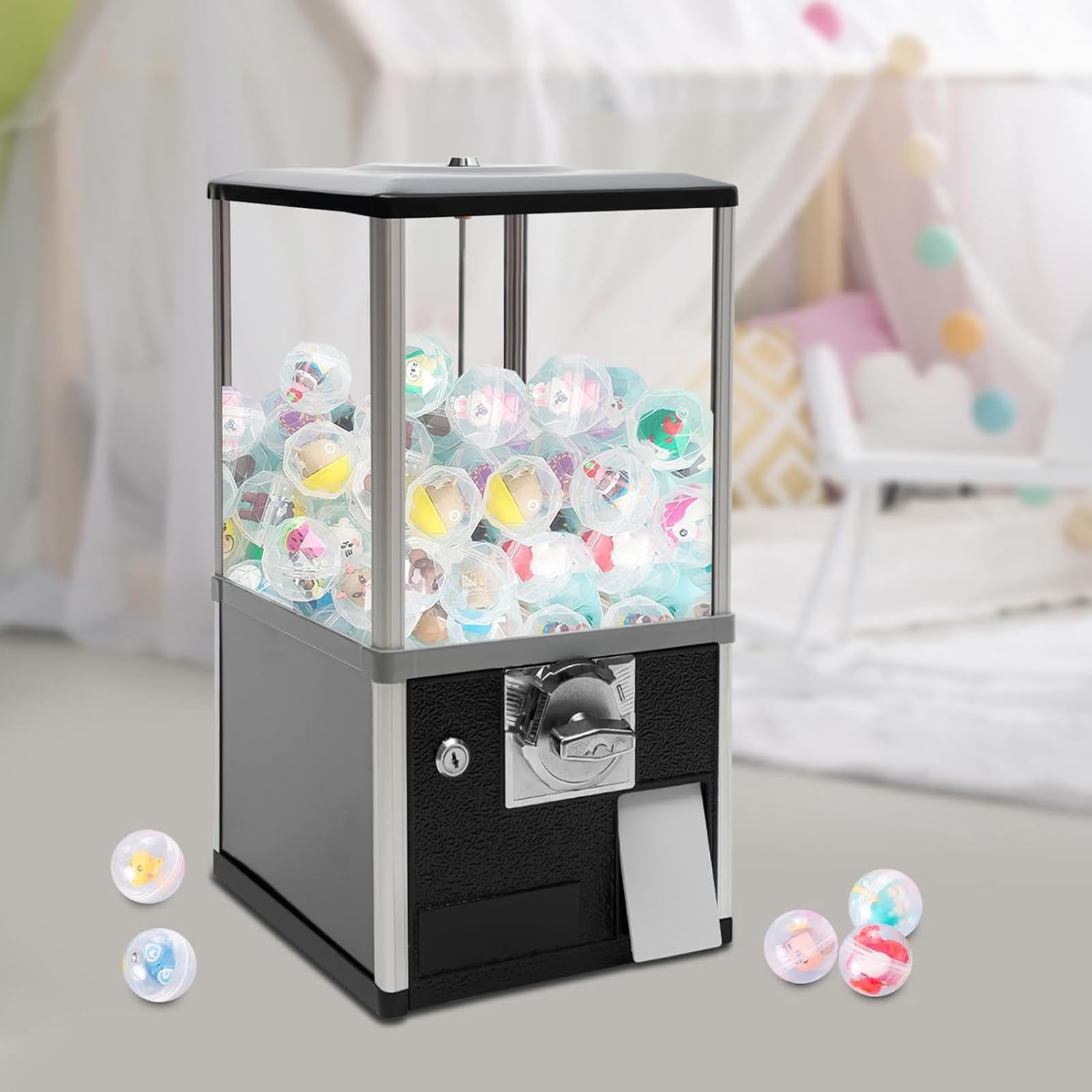 Máquina expendedora para juguetes de cápsulas y dispensador de chicles