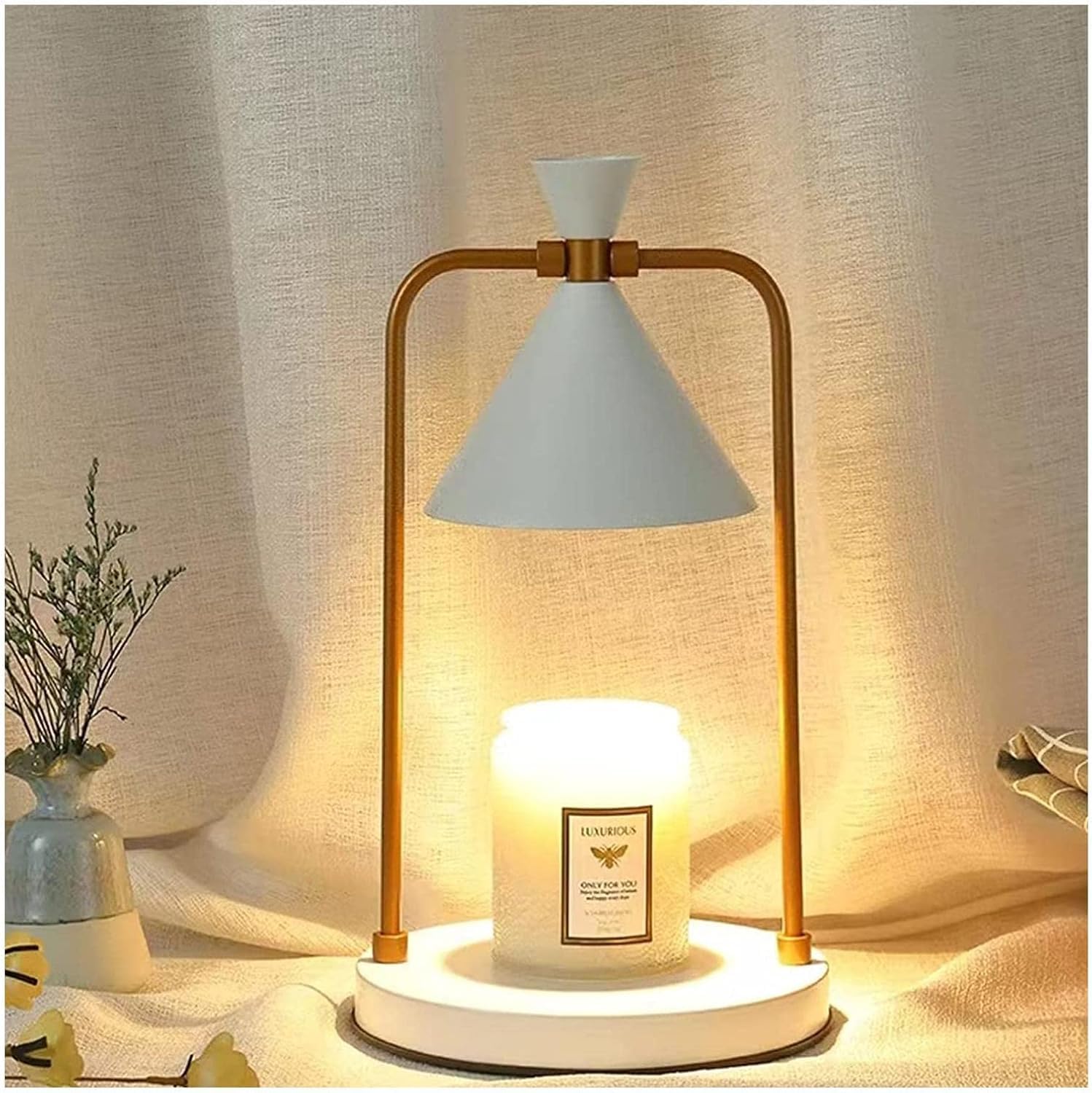 Lampa podgrzewacza świec, ściemniana, regulowana jasność, aromatyczny świecznik do dekoracji wnętrz, kompatybilny z małymi i dużymi świecami, czarny