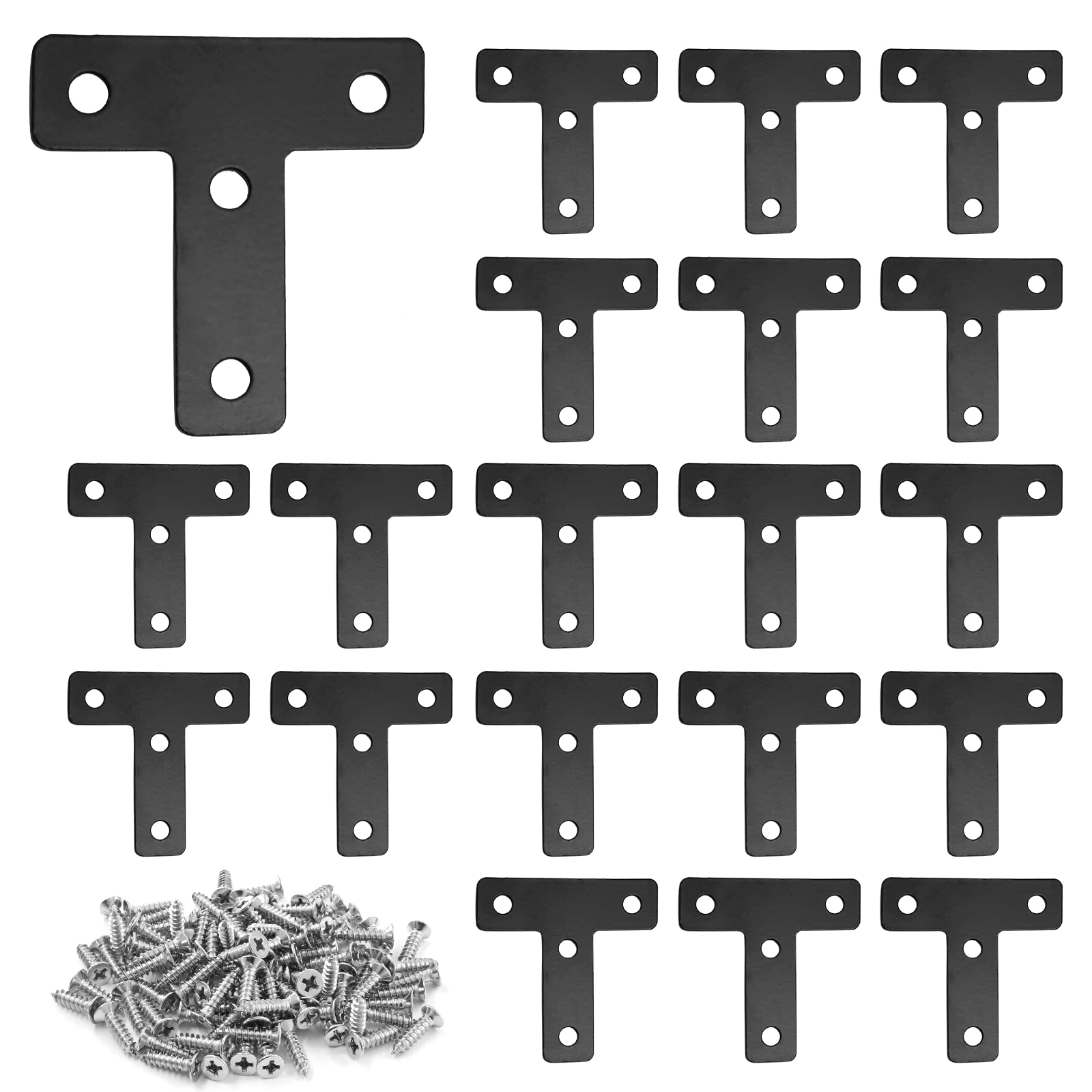 20Pcs T Shape Flat Corner Brace 50mm X 50mm (2" X 2") Flat T - View #7