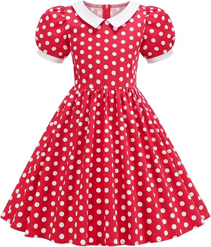 Retro 40s 50s Vintage Dresses for Girls Peter Pan Collar 50s Polka Dot Dress Kid