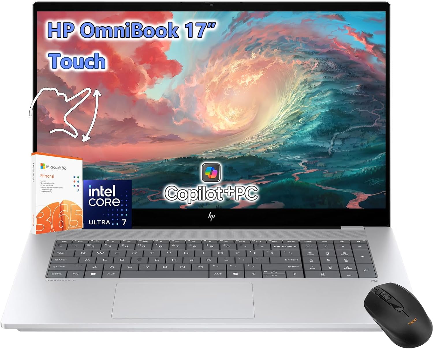 HP OmniBook X 17.3 Touchscreen Laptop -Intel Core Ultra 7 Beat AMD Ryzen 7 7735U -32GB RAM| 2TB SSD -Backlit Keyboard -25.5Hours Battery -Windows 11 Copilot AI PC -Business Work College