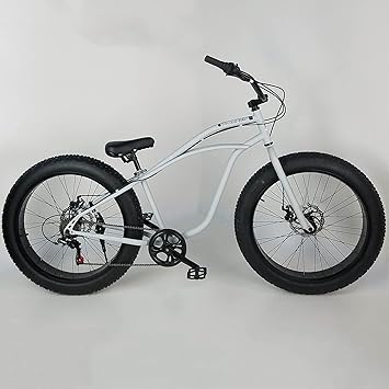 Amazon マットサフェイサーグレー 26インチ ビーチクルーザーフレーム ハンドル チョッパースタイル Fatbike ファットバイク 変速ギヤ付 スタンド付き モンスターフット Fivecard Bike 湘南の自転車ビーチクルーザーカスタム専門店 Fivecard Bike クルーザー