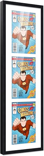 Miniatura 300 de Poster Palooza Marco de cómic con paspartú para 4 cómics de la era actual publicado después de 1985, marco de cómic negro para cómics de 6.875 x