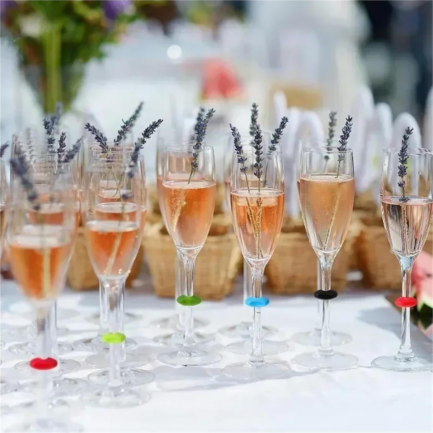 Wine Glass Markers,240pcs Silicone Wine Glass Marker Juice Champagne Cup Goblet Label for Party Wedding