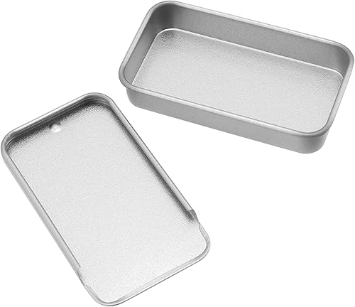 Miniatura 4 de Paquete de 30 recipientes de lata de metal plateado, caja de almacenamiento rectangular con tapas deslizantes, 0.43 x 2.36 x 1.34 pulgadas, mini