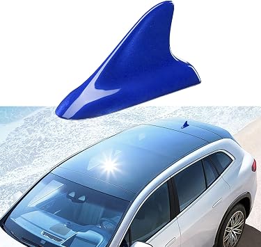 Augeny Car Shark Fin Antenna, Universal Auto Roof Dummy Aerial Decoration with Adhesive Tape, Radio Signal Roof Antenna Decoration, Vehicle Exterior Antenna Decor Accessories Blue