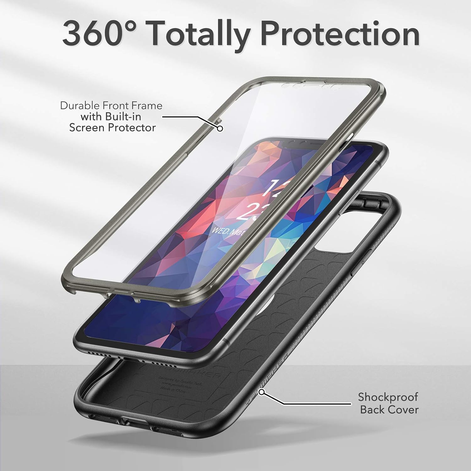 YOUMAKER Metallic Designed for iPhone 11 Case, Full Body Rugged with Built-in Screen Protector Heavy Duty Protection Slim Fit Shockproof Cover for iPhone 11 Case 6.1 Inch-Gun : Cell Phones & Accessories