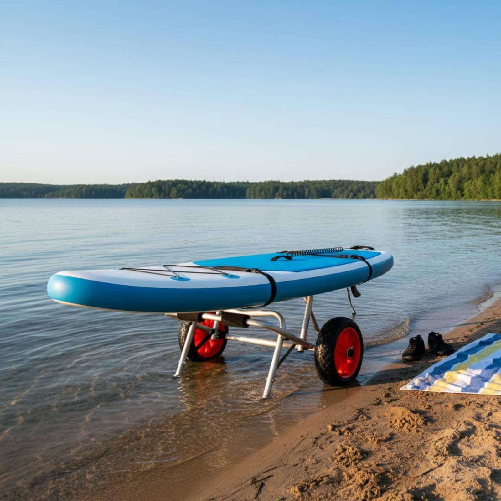 Paddle Board Wagen Bootswagen Kanuwagen Kajakwagen aus Aluminiumlegierung mit PU Vollschaumrädern Und 28 M Zurrgurt Faltbar mit Verstärkten
