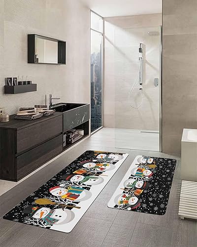 Miniatura 2 de Tapete de baño de muñeco de nieve negro para bañera, antideslizante, secado rápido y absorbente, tierra de diatomeas, fregadero, dormitorio, cocina,