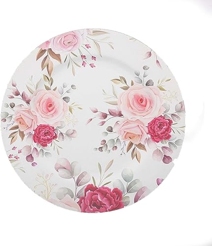 Miniatura 7 de Efavormart - Paquete de 6 platos de plástico con diseño de rosas de 13 pulgadas bandejas desechables con estampado floral de primavera