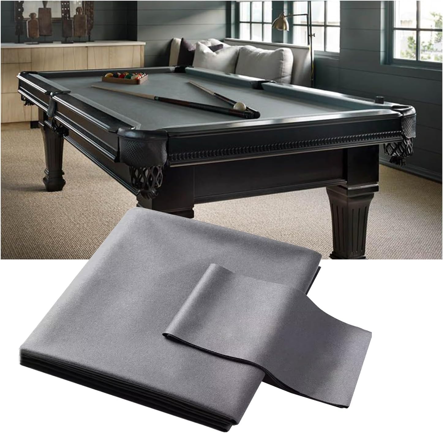 LXXW Billiard Cloth 9-Foot Pool Table Cloth, Includes 6 pre-Cut Strips, Ultra-Durable Cover, Easy DIY Replacement Pool Table Felt