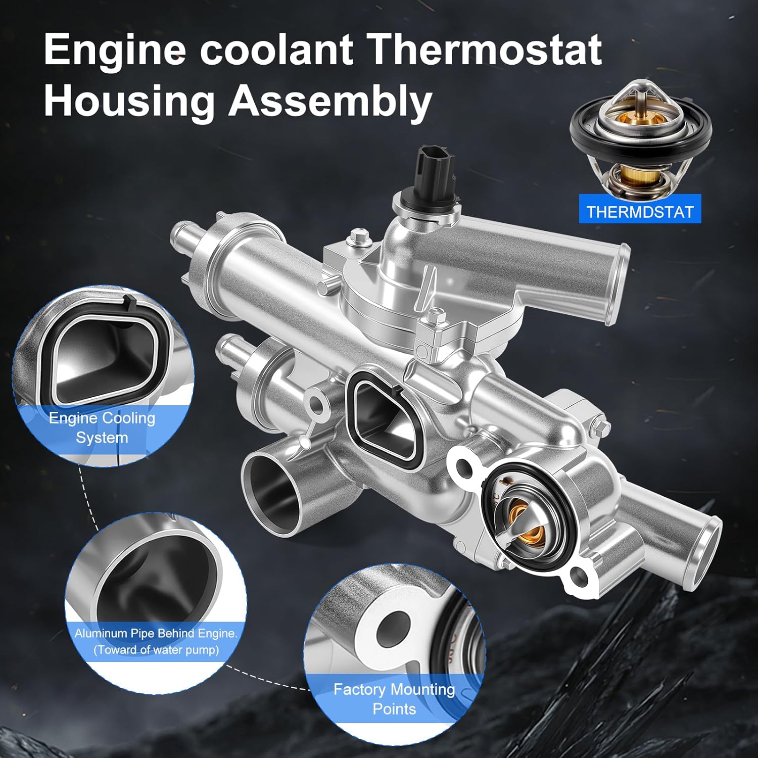 Upgraded Aluminum Thermostat Housing Assembly w/Sensor & Gasket Compatible with Jeep Compass, Patriot, Dodge Journey, Avenger, Chrysler Sebring (2007–2020) | 1.8L, 2.0L, 2.4L Replaces OEM 68003582AB