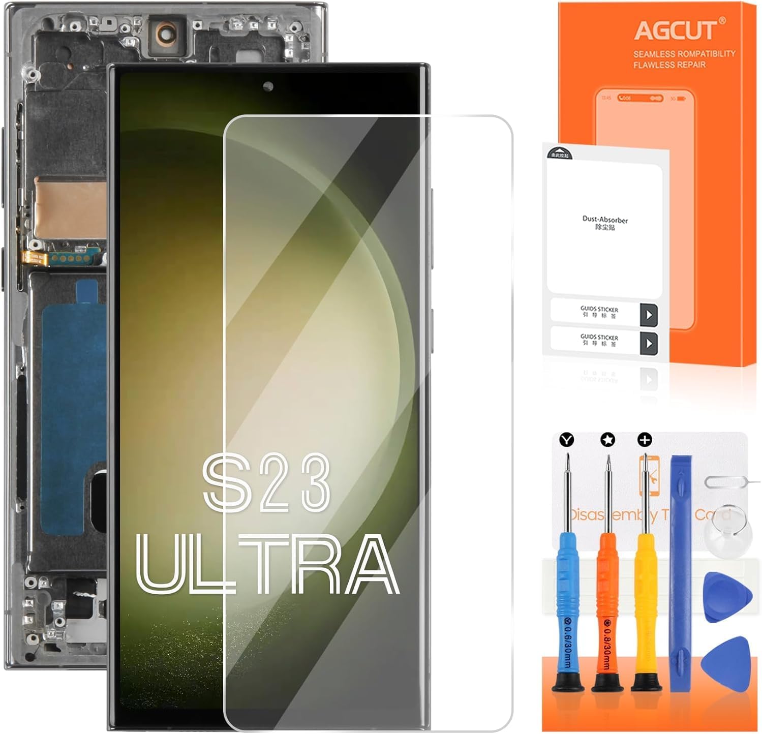 OLED for Samsung Galaxy S23 Ultra Screen Replacement for Display Samsung S23 Ultra LCD SM-S918B SM-S918U LCD Digitizer Touch Screen Assembly with Blue Green Frame (US Version,Support Fingerprint)