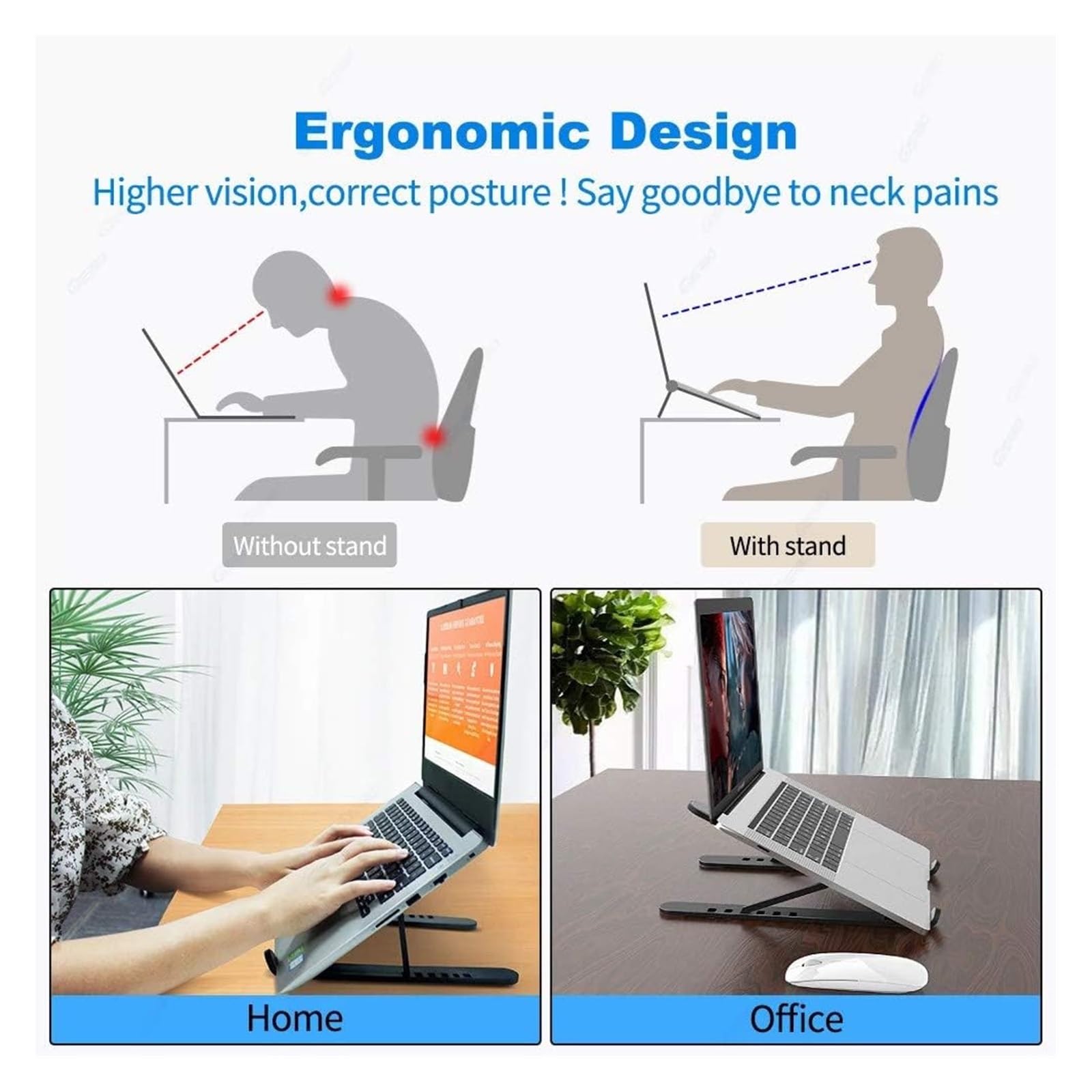 Podstawka do laptopa, przenośny, składany, wentylowany uchwyt na laptopa na biurko, regulacja pod wieloma kątami Uniwersalny, regulowany, ergonomiczny uchwyt na tacę Kompatybilny z laptopem, notebooki