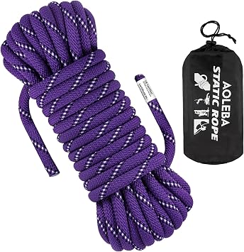 AOLEBA 10.5 mm Static Climbing Rope 10M32ft 20M64ft 30M96ft 50M160ft 70M230ft Outdoor Rock Climbing Rope, Escape Rope Ice Climbing Equipment Fire Rescue Parachute Rope