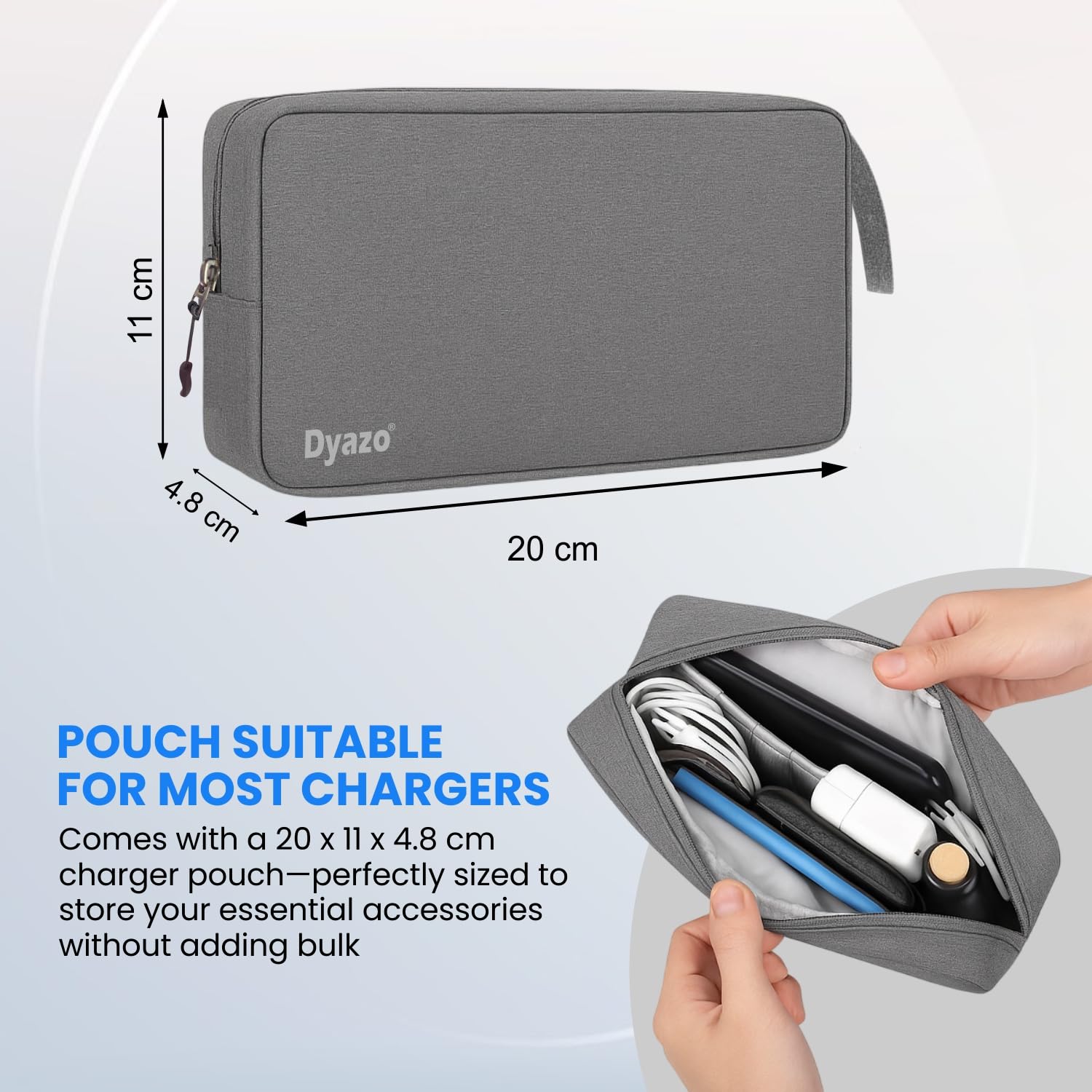 Dyazo 15.6 Inch Laptop Sleeve with Charger Pouch | Front Pocket with Handle Water Resistant Sleeve Case | Compatible for MacBook, HP, Dell, Acer, Asus, Microsoft, Samsung and Other Notebooks (Grey) 29 71UBPLSwkQL. SL1500