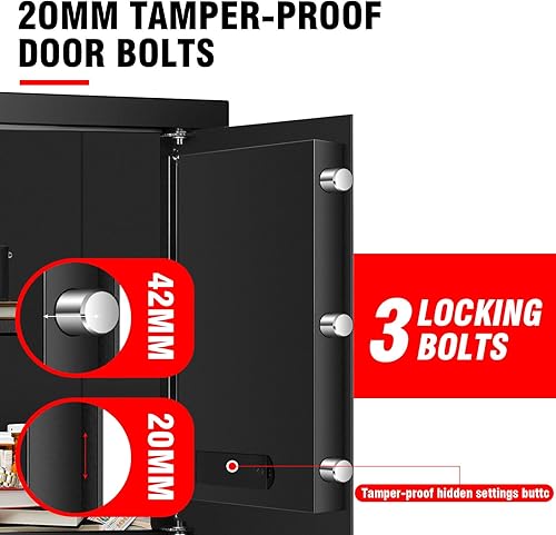 Miniatura 7 de Caja de seguridad ignífuga de 2.0 pies cúbicos, teclado digital electrónico, cerradura de llave oculta, caja de seguridad para gabinete personal