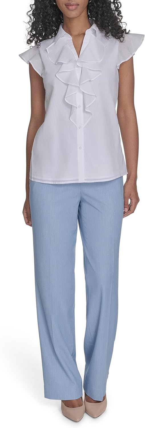 Calvin Klein Womens Sleeveless V-Neck Blouse - Image 2