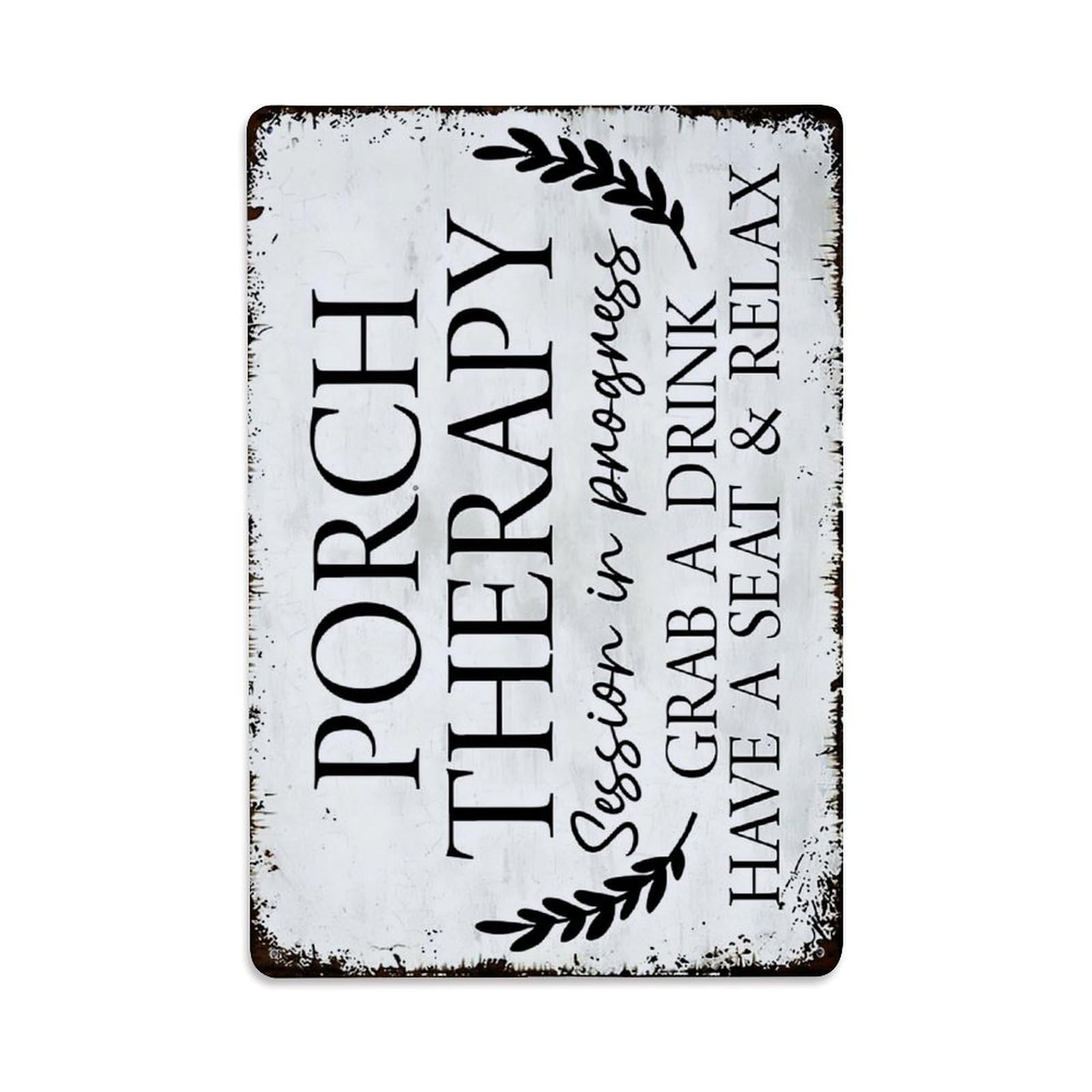Jdfenggu Vintage Porch Therapy Session In Progress Grab A Drink Have A Seat Relax Retro Metal Tin Sign, Decor Art Poster For Bar, Home, Man Cave, Kitchen, Laundry Room Gift 8X12inch