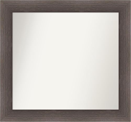 Amanti Art Espejo de baño marrón para sobre el fregadero, 27 x 29 pulgadas, espejo rectangular de madera dura, color chocolate, marco de madera