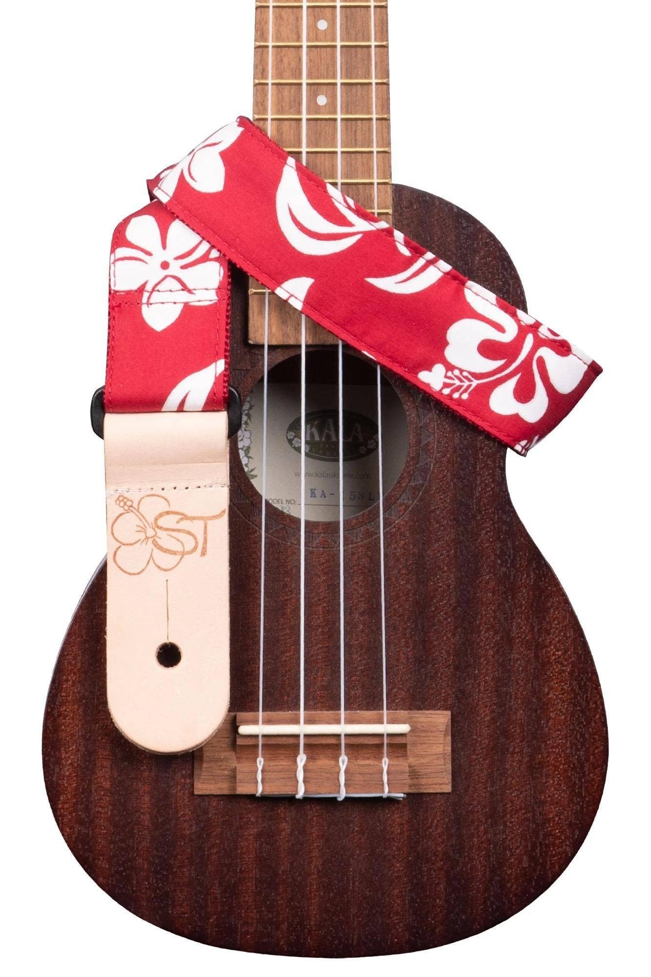 Kala Red Hibiscus 1.5" Handmade Ukulele Strap