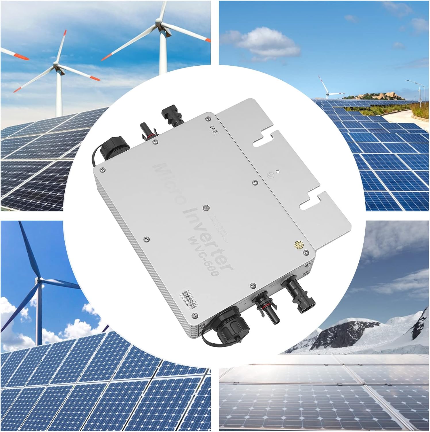 600W Solar Grid Tie Micro Inverter, Waterproof Self-Cooling with AC Data Monitoring Display Screen, MPPT DC28-50V PV Input AC80-160V Output for 24V 36V Solar Panel