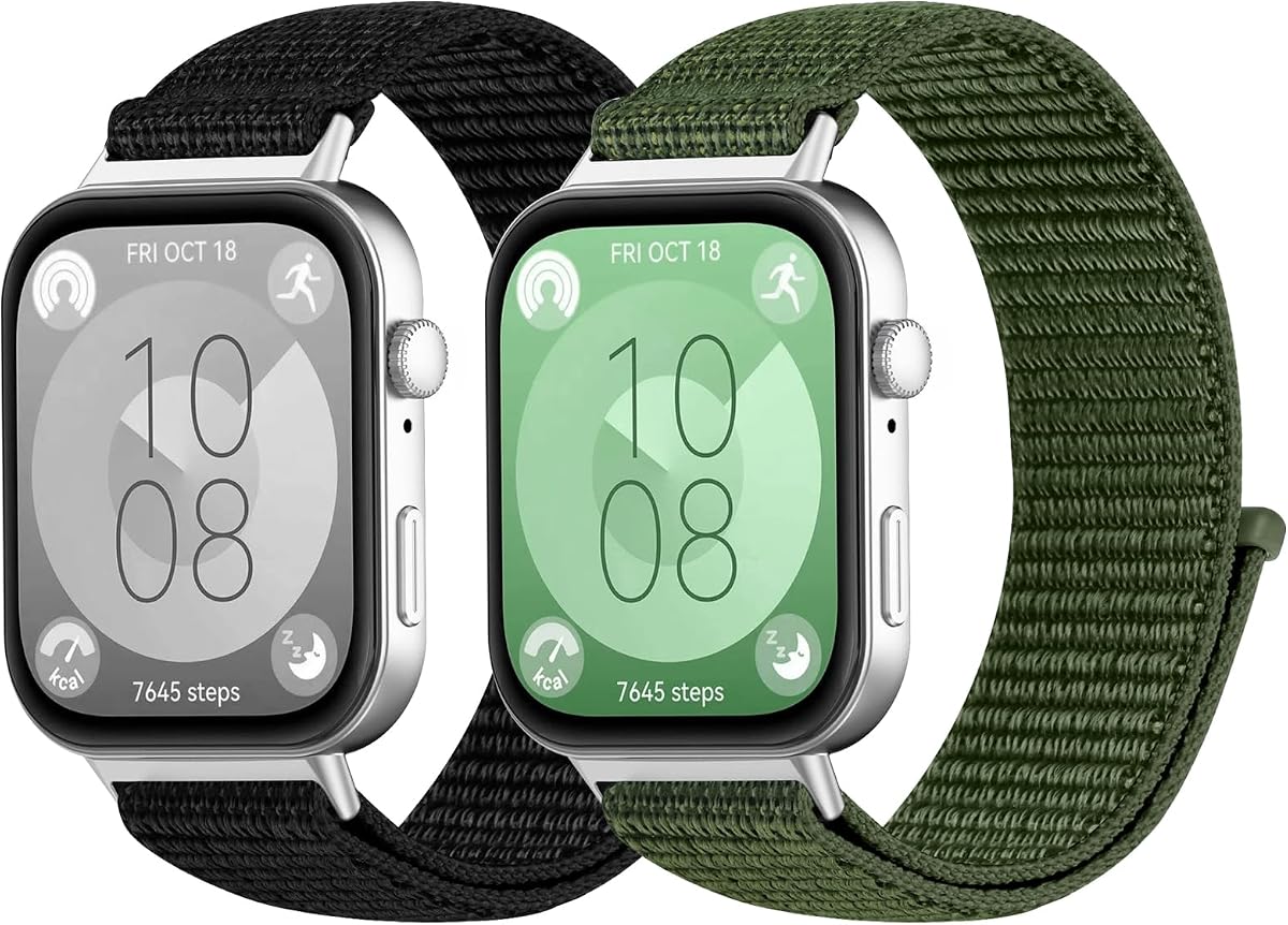 Correas de reloj de nylon compatibles para Huawei Watch Fit 4/Fit 4 Pro/Fit 3, paquete de 2 pulseras de repuesto de correa deportiva ajustable suave para Huawei Watch Fit 4/4 Pro /3 mujeres hombres