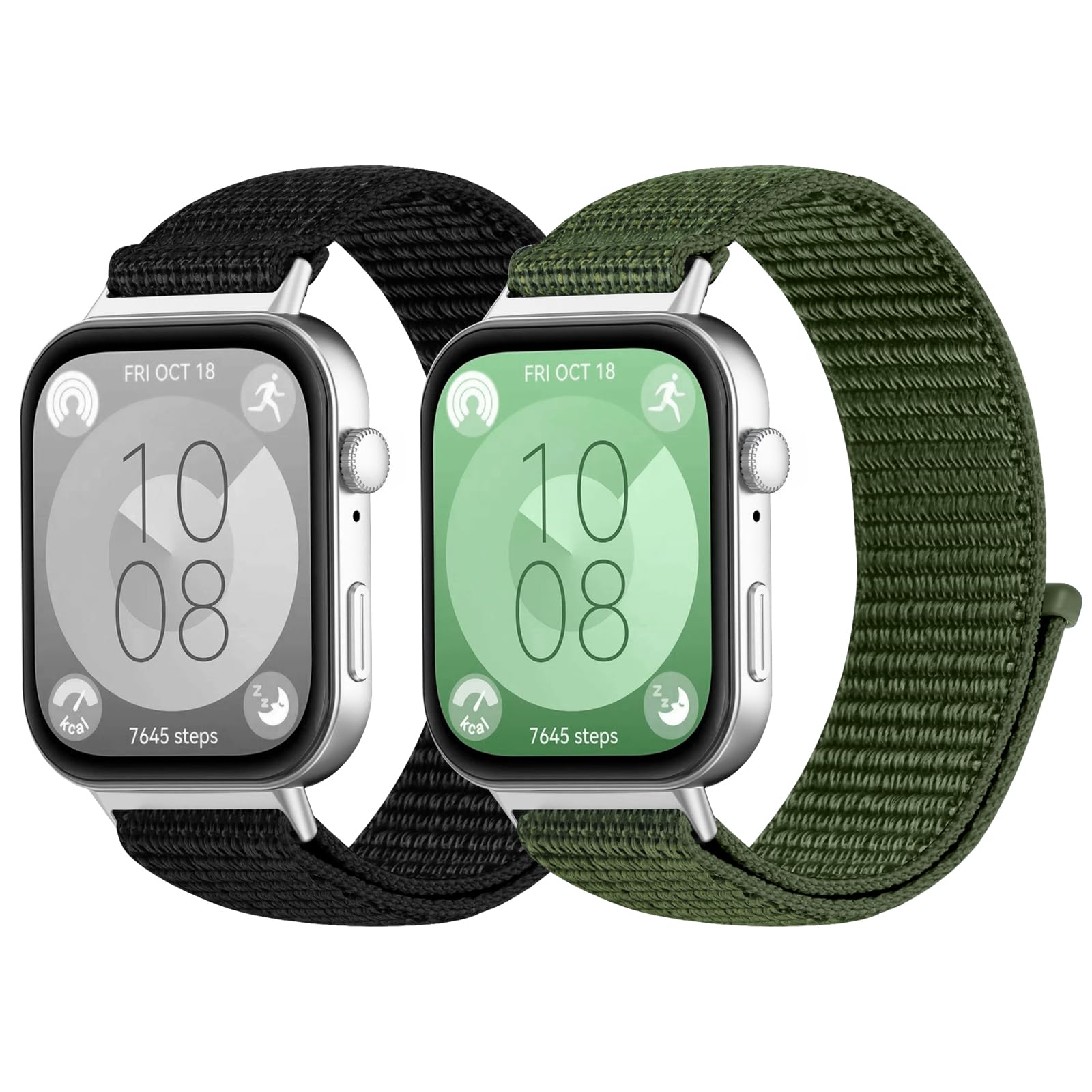 enkic Nylon Strap Compatible for Huawei Watch Fit 4/Fit 4 Pro/Fit 3, 2 Pcs Adjustable Breathable Sport Loop Wristband Replacement Watch Bands for Huawei Watch Fit 3/4/4 Pro Women Men