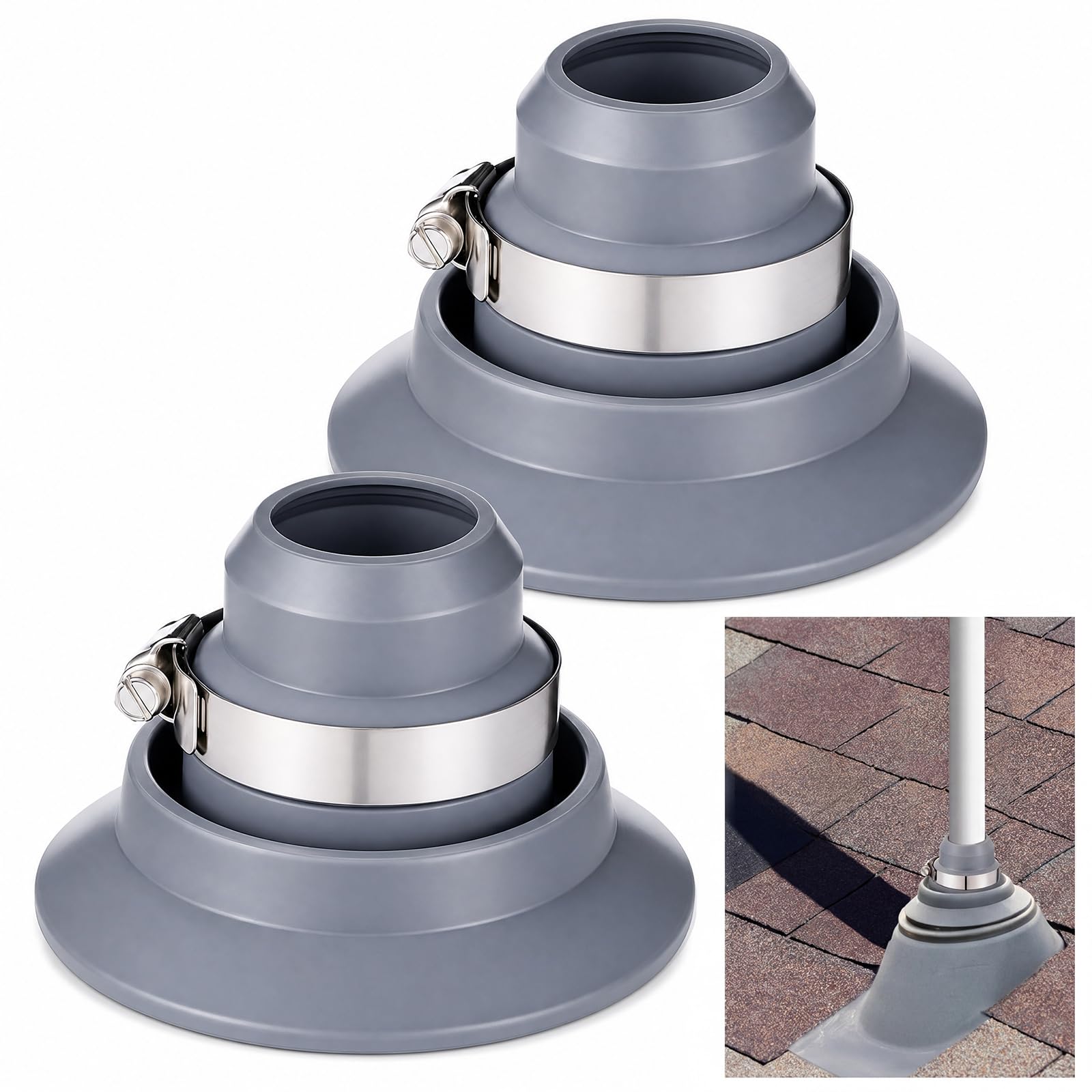 Kit de réparation collier de toit en caoutchouc flexible gris 3,8-5,1 cm AceOrbit
