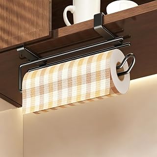 Paper Towel Hanger Holder, Stainless Steel Kitchen Roll, Paper Towel Holder, Tissue Hanger Organizer Rack for Kitchen Under Cabinet Over Door