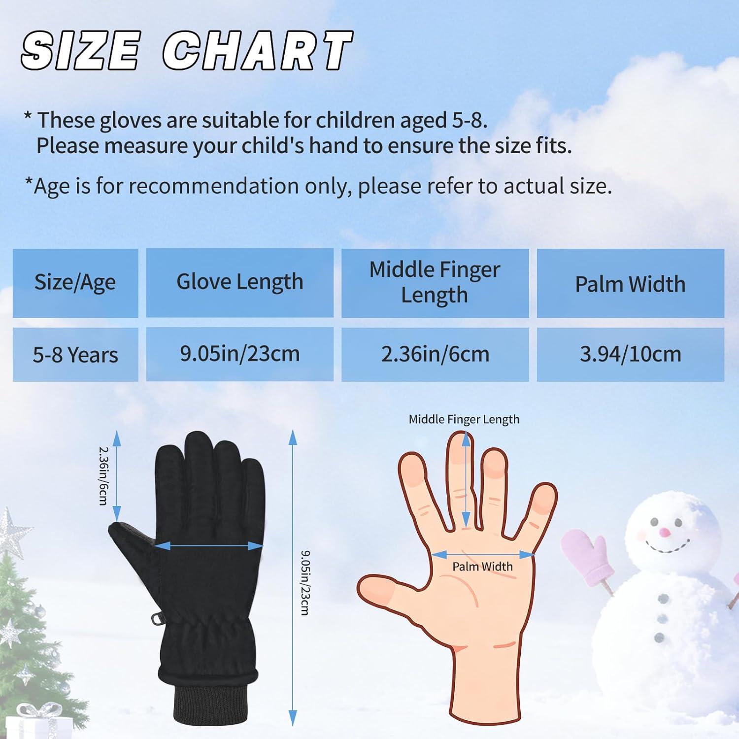 Beurlike Kids Waterproof Winter Gloves Windproof Snow Thermal Fleece Ski Gloves For Little Children Boys Girls 4-8 Years - Image 2