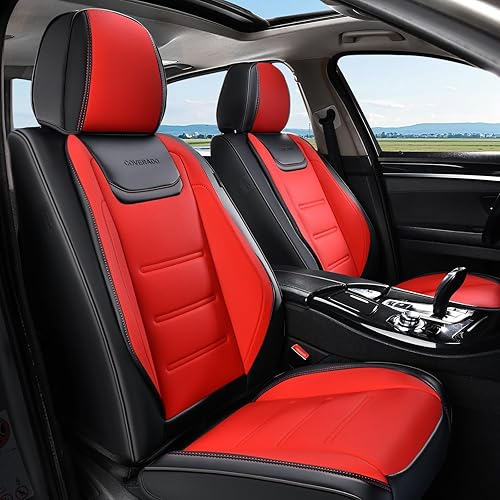 Coverado - Fundas para asiento delantero de automóviles, protectoras, impermeables, equipadas con cojín de cuero, fundas de ajuste universal para la