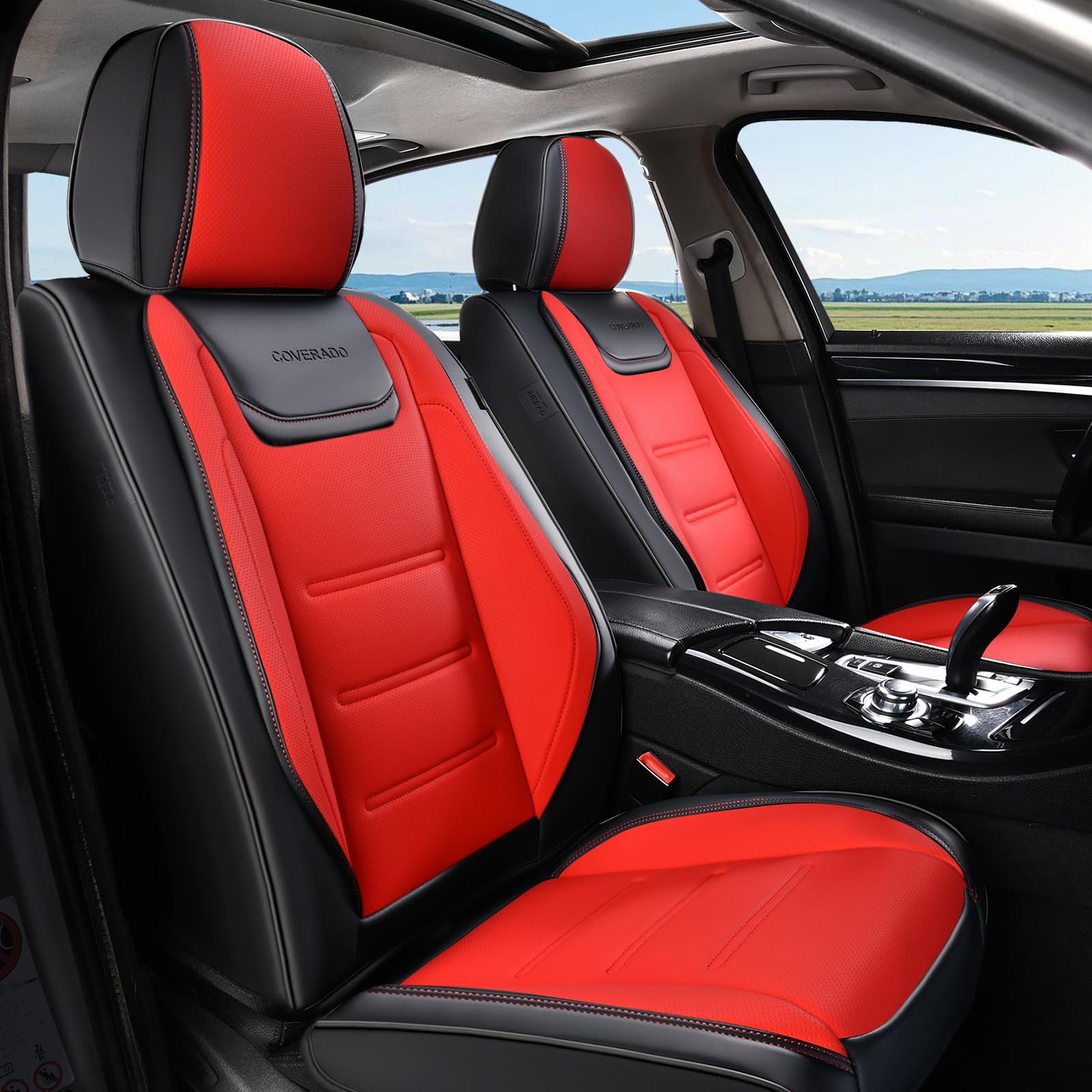 Coverado Car Seat Covers, Front Covers for Cars, Car Seat Cover Front Seats, Car Seat Protector Waterproof, Leather Car Seat Cushion, Universal Interior Covers Seat Protectors for Most Cars