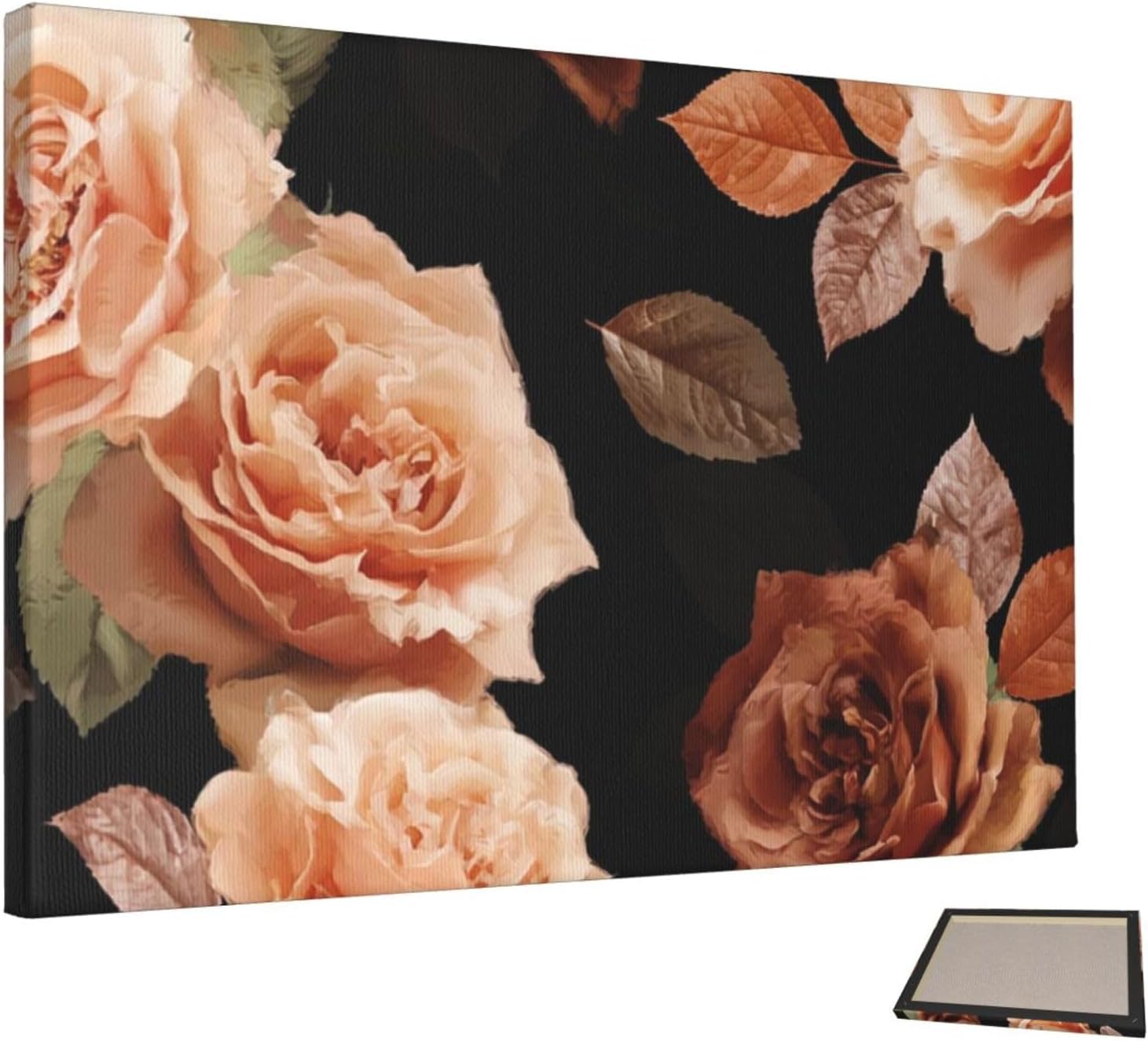 Wall Art for Living Room Wall Decor Picture Black peach rose Canvases Painting Retro Farmhouse Posters Decorative Aesthetic Painting for Kitchen Bathroom Office Home Decor 18" X 12"